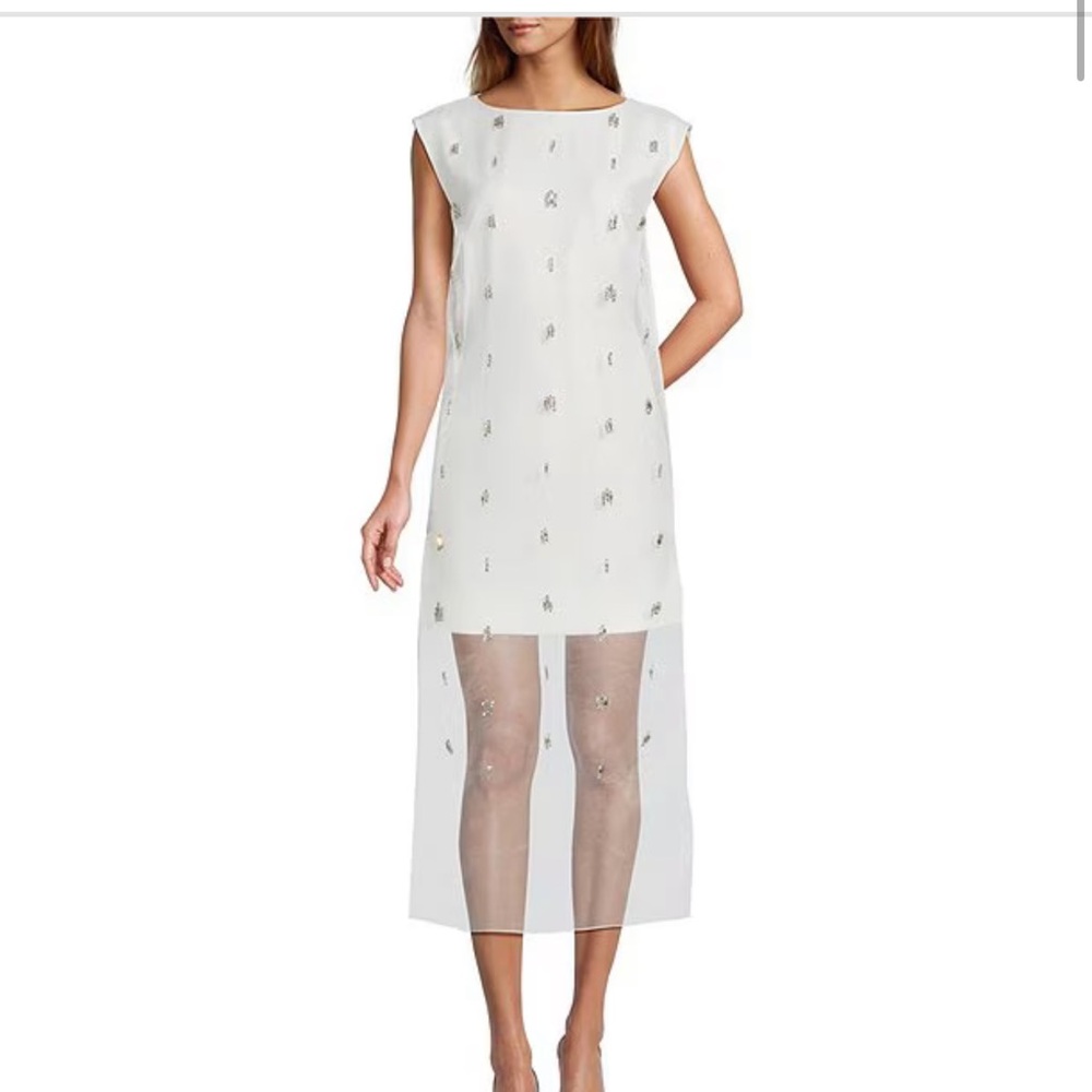 ANTONIO MELANI White Sheer Overlay Dress